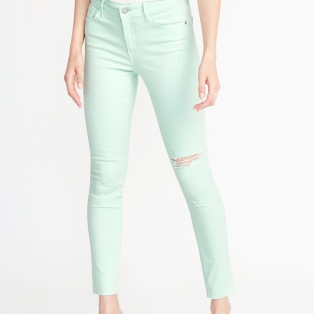 Old Navy mint green rockstar midrise jeggings